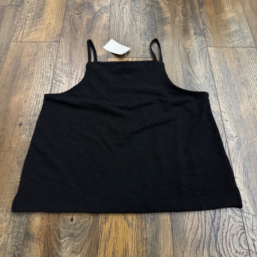 NWT Madewell Black Textured Square Neck Cami Tank Top Size Small Quiet Luxury